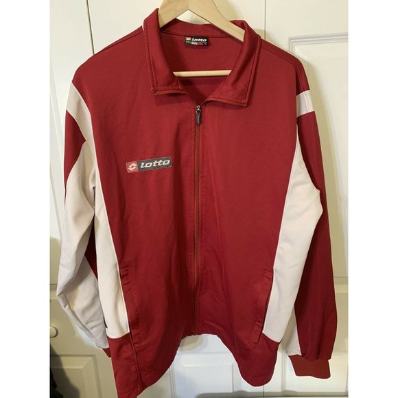 Lotto Men’s Sz L Soccer Track Jacket Red/White Full Zip Italian Sport Design - Picture 5 of 10